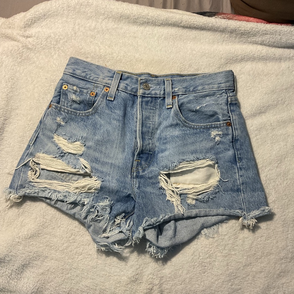 Levi's Blue Distressed Jean Shorts Casual Style size 25